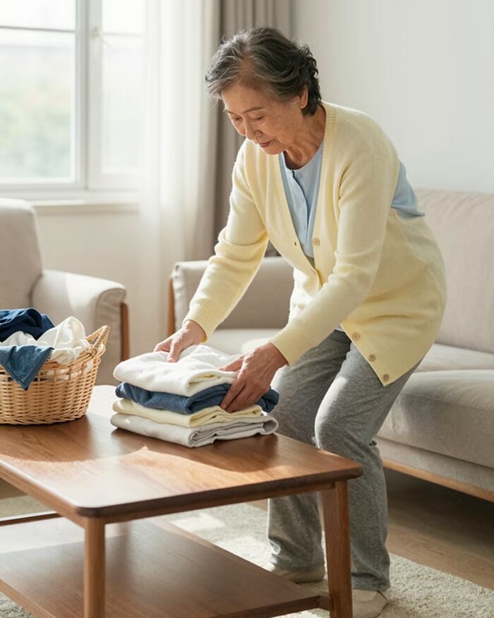 Carer helping a client with household tasks at home